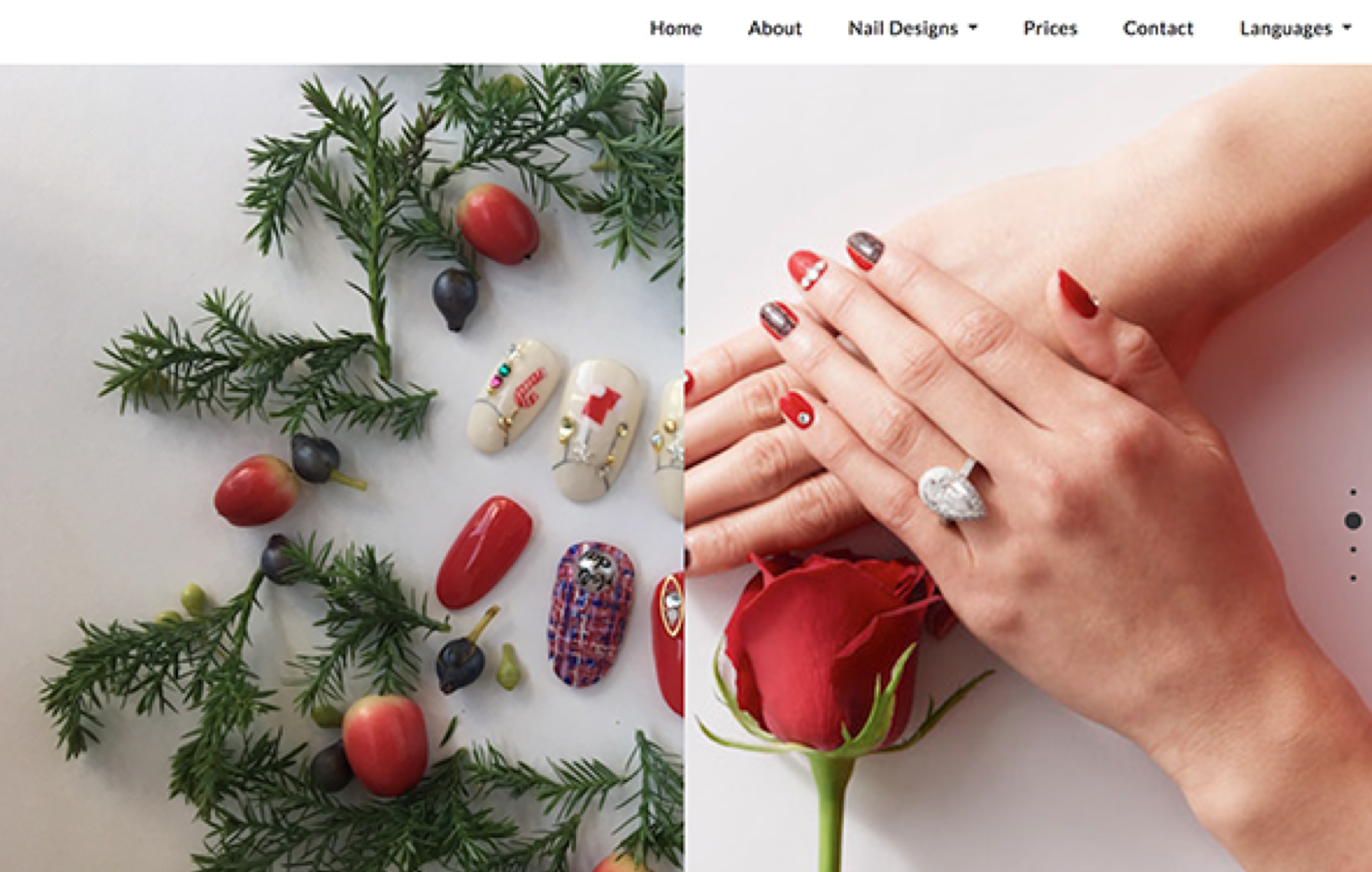 Website section with two photos of winter holiday collection.