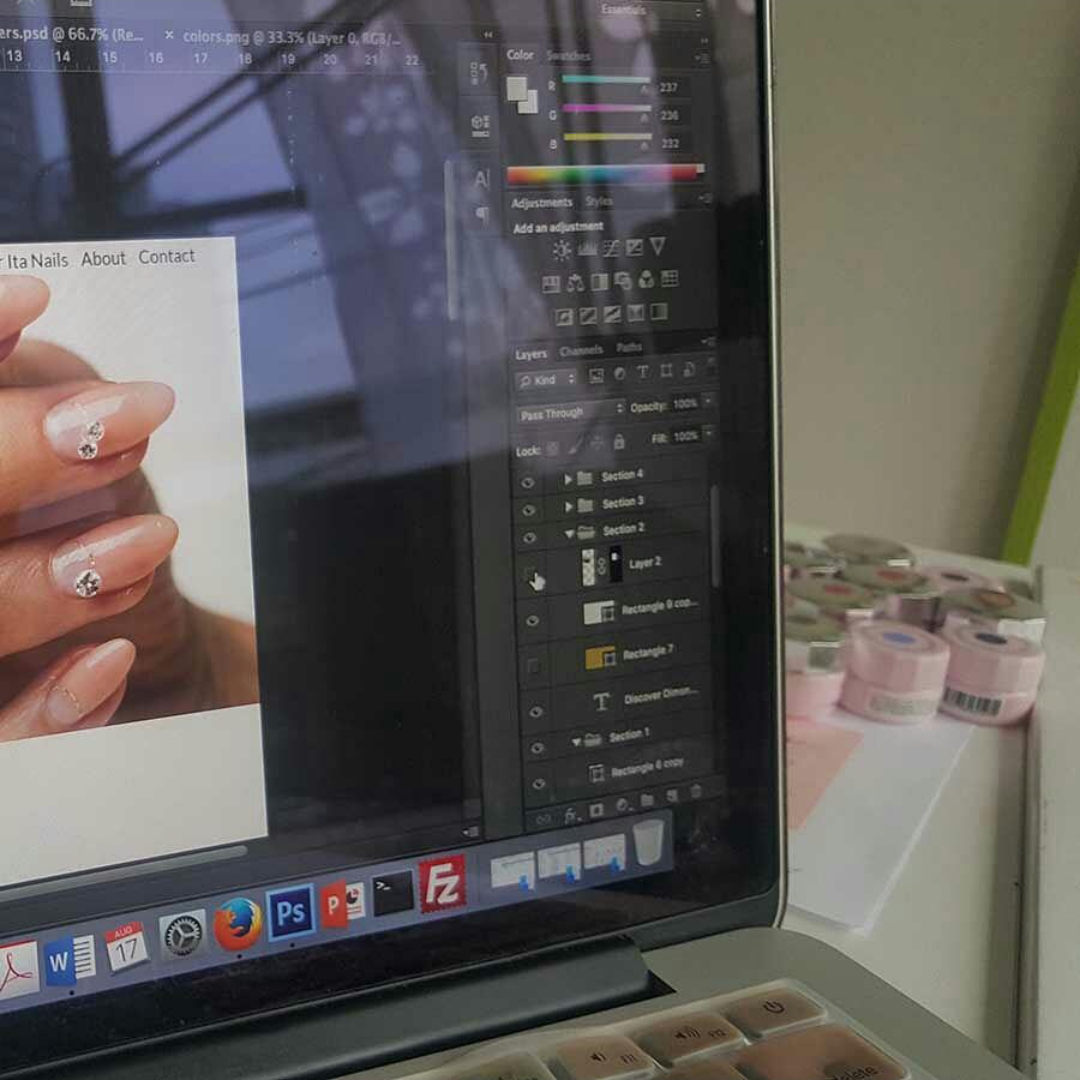 Working on a website design by Katherine Delorme