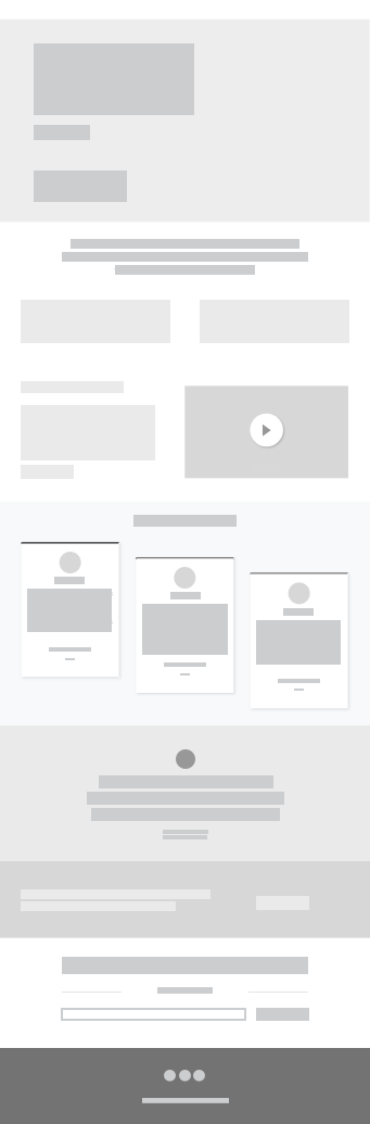 Grey boxing. UI & UX design - Home Page Option 4 by Katherine Delorme.