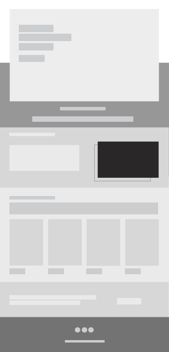 Grey boxing for an additional website page. UI & UX design by Katherine Delorme.