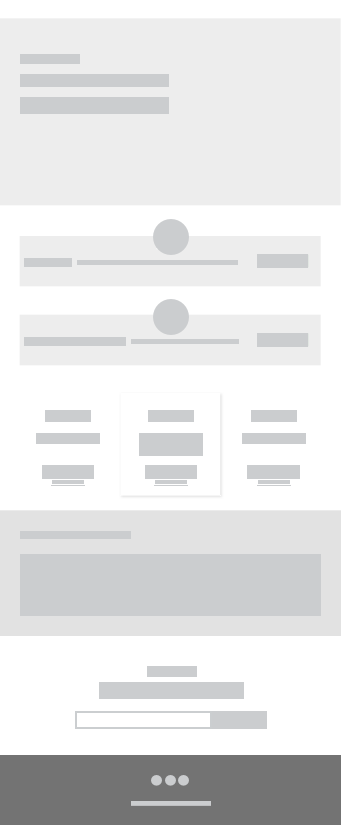 Grey boxing of the software download page. UI & UX design by Katherine Delorme.